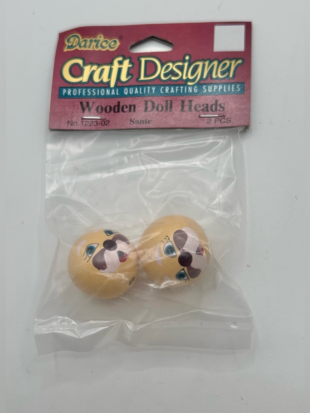 Darice Craft Designer Santa Claus Wooden Doll Head Painted Face 2 Piece New